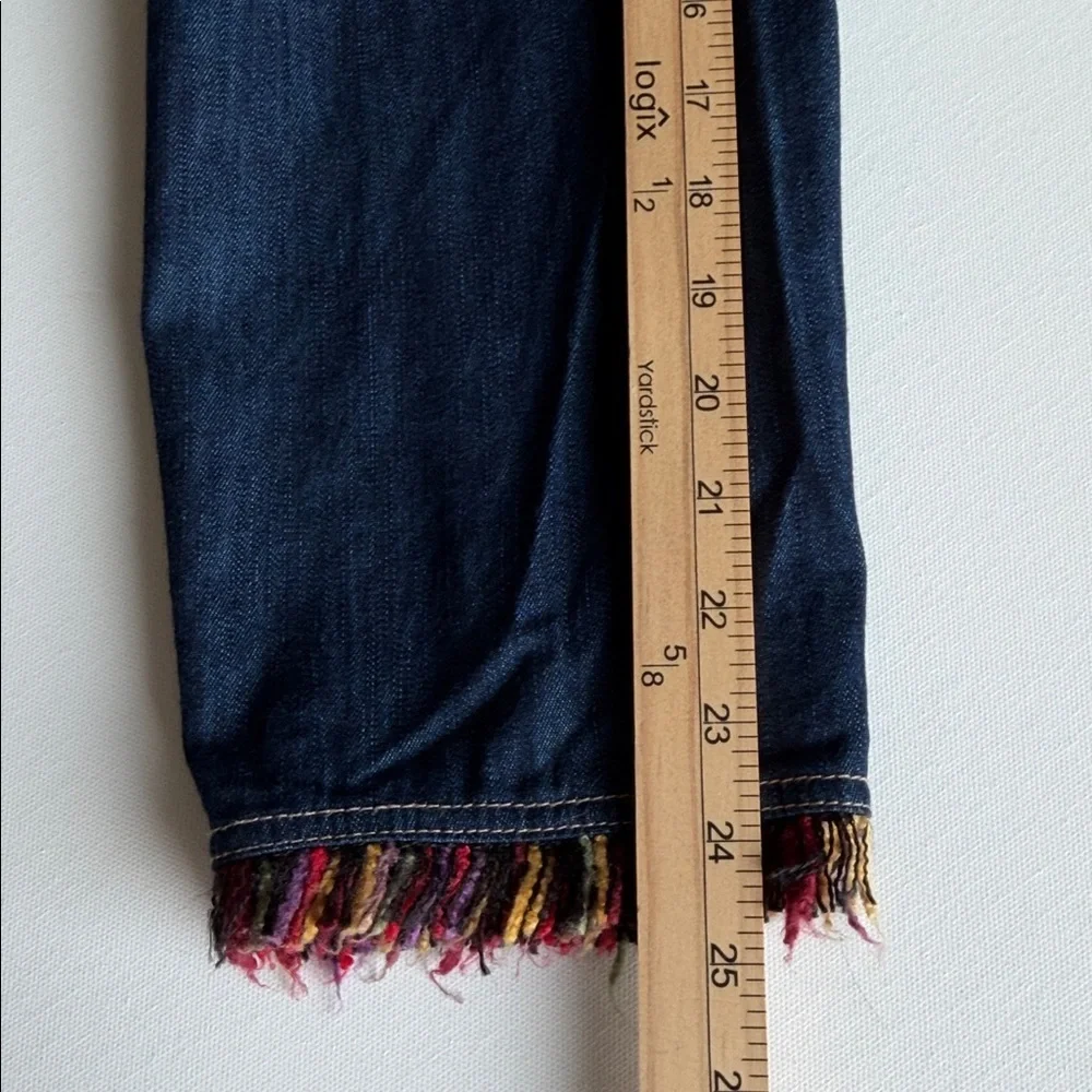 Koret Denim Jacket Fringe Trim Indigo Boho Jean Jacket Womens XL